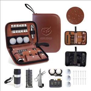 All in 1 Portable Golf Accessory Tool Kit with Leather Case